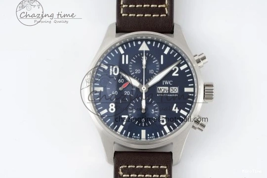 MIROTIME 0423 Pilot Chrono SS AZF 1:1 Best Edition Blue Dial on Brown Leather Strap A TimelessDesign 7060
